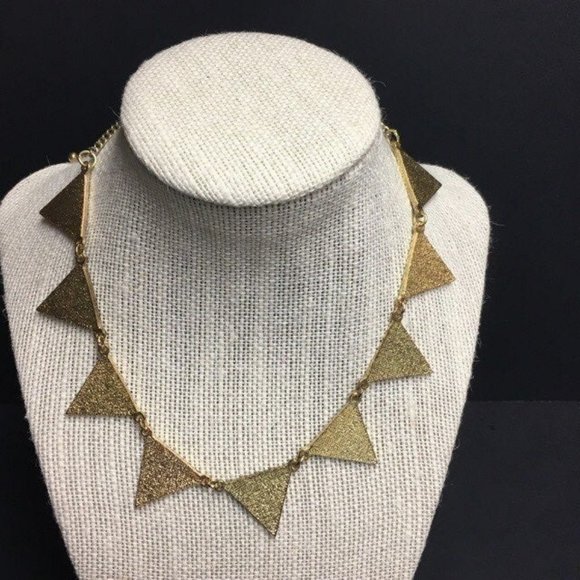 Black Gold Triangle Necklace Reversible Textured Classic Mod Retro BoHo - Picture 4 of 6